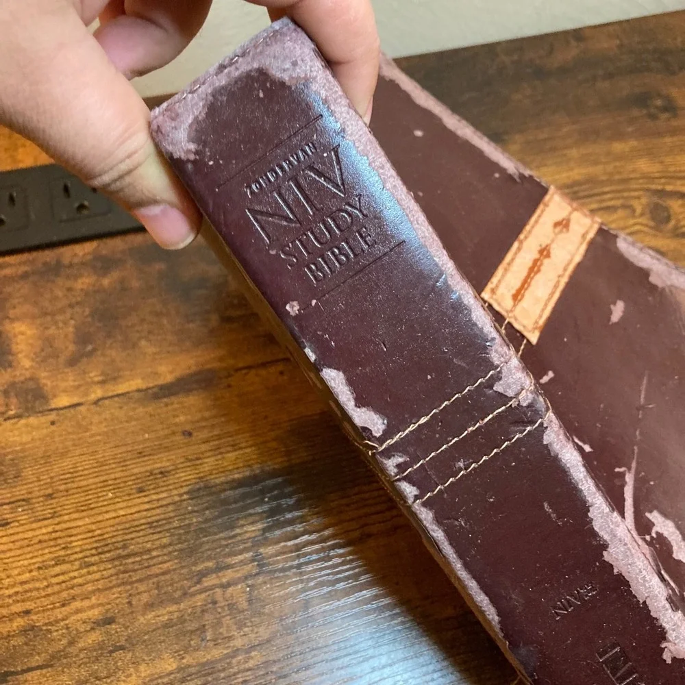 Zondervan NIV Study Bible 2008 Update Brown Italian Duo-Tone Very Distressed